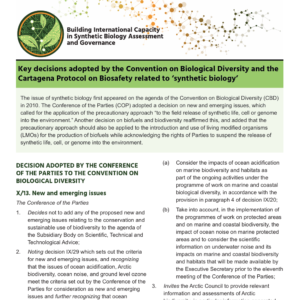 Compilations of Convention on Biological Diversity Decisions on Synthetic Biology